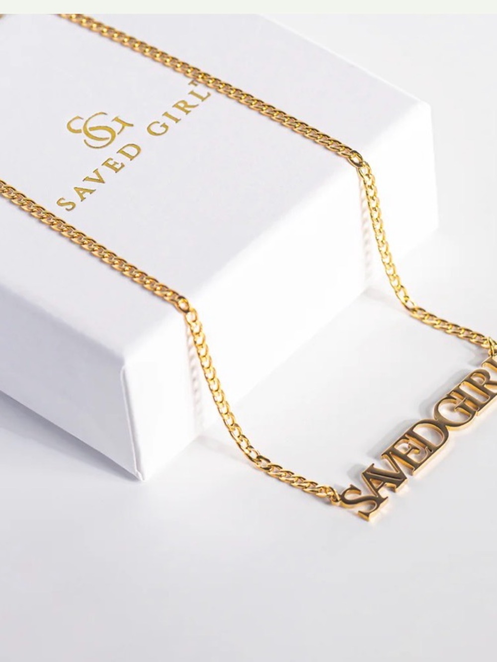 NWOT Saved Girl Icon Necklace - Gold